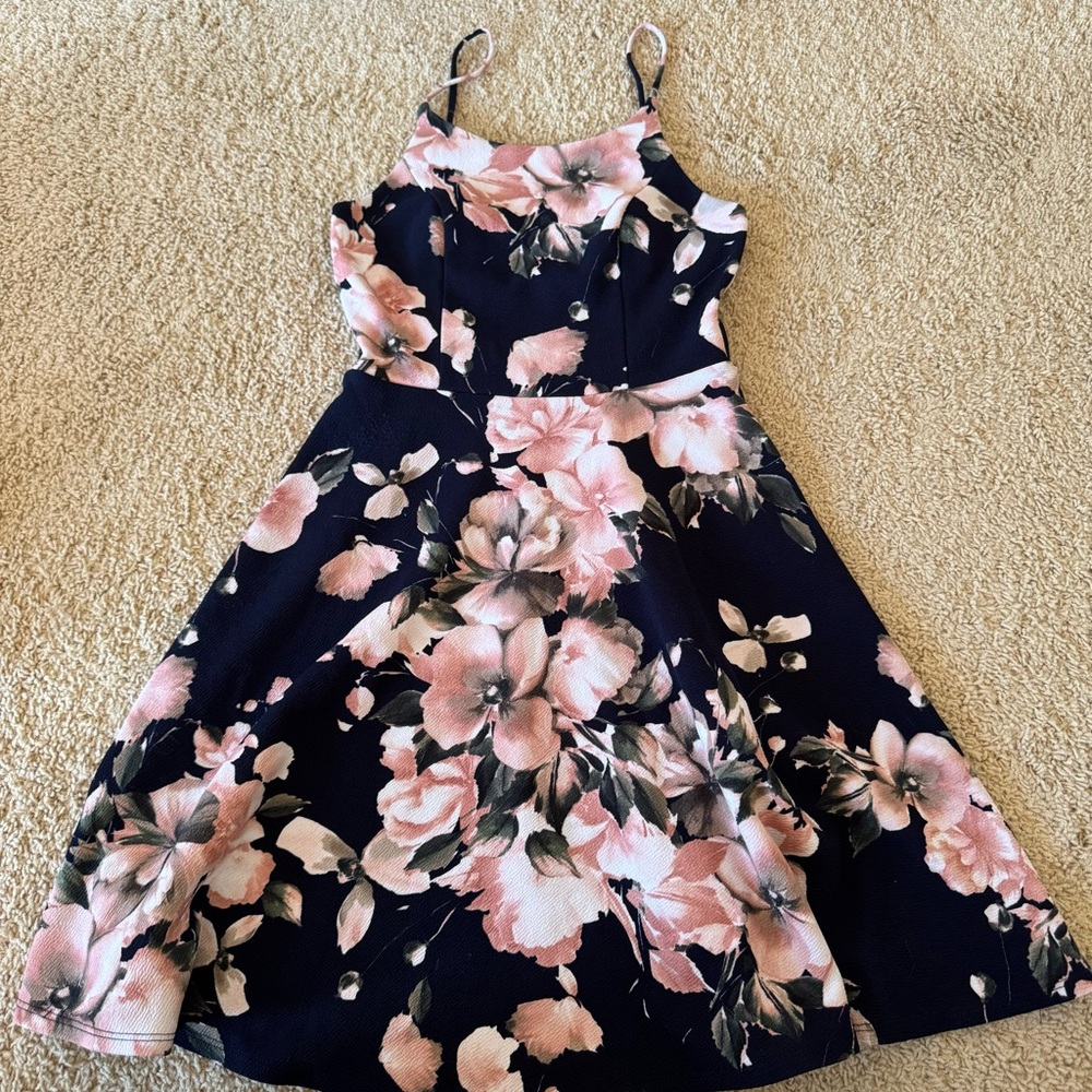 Floral Dress in Black and Pink